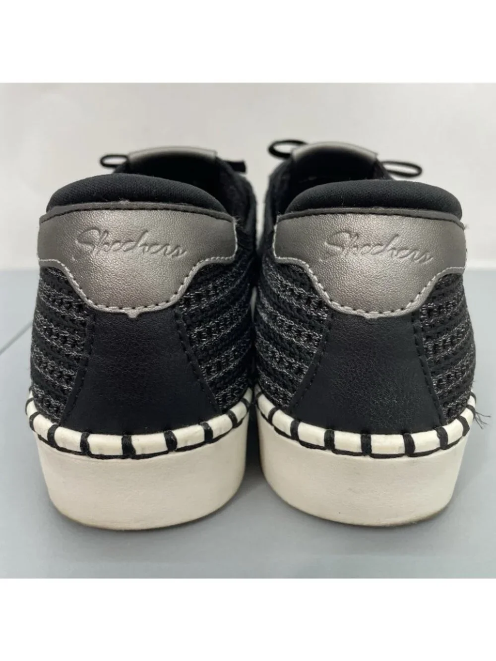 Skechers Sepulveda 2.0 Radiant Walk Sneakers Shoes Slip On Silver Black Women 10